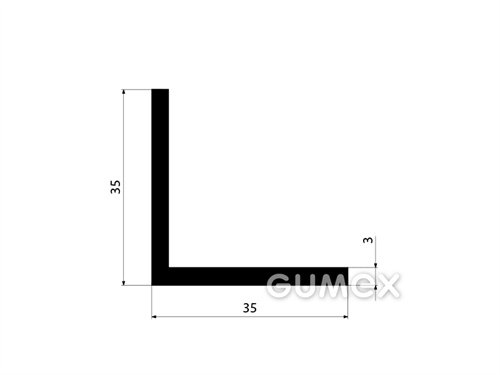 Gumový profil tvaru "L", 35x35/3mm, 70°ShA, EPDM, -40°C/+100°C, čierny